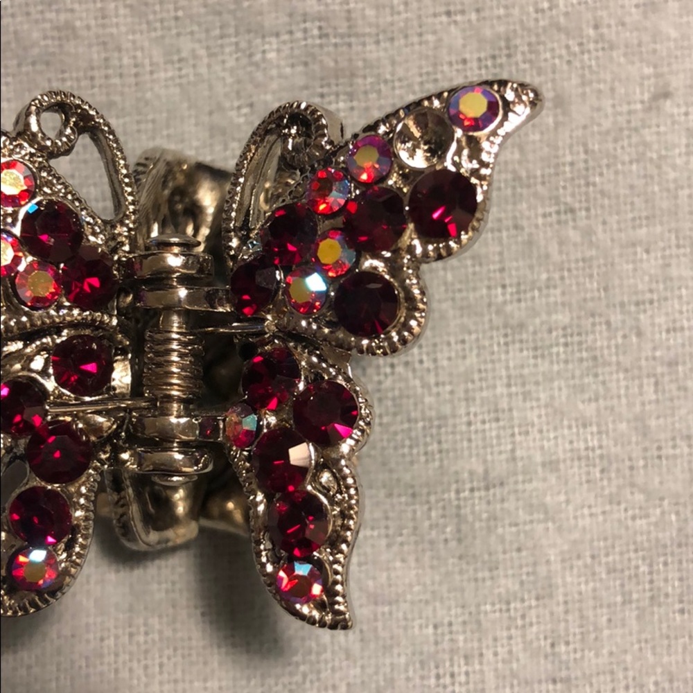 Sparkly Red Rhinestone Butterfly Clip - Picture 4 of 8
